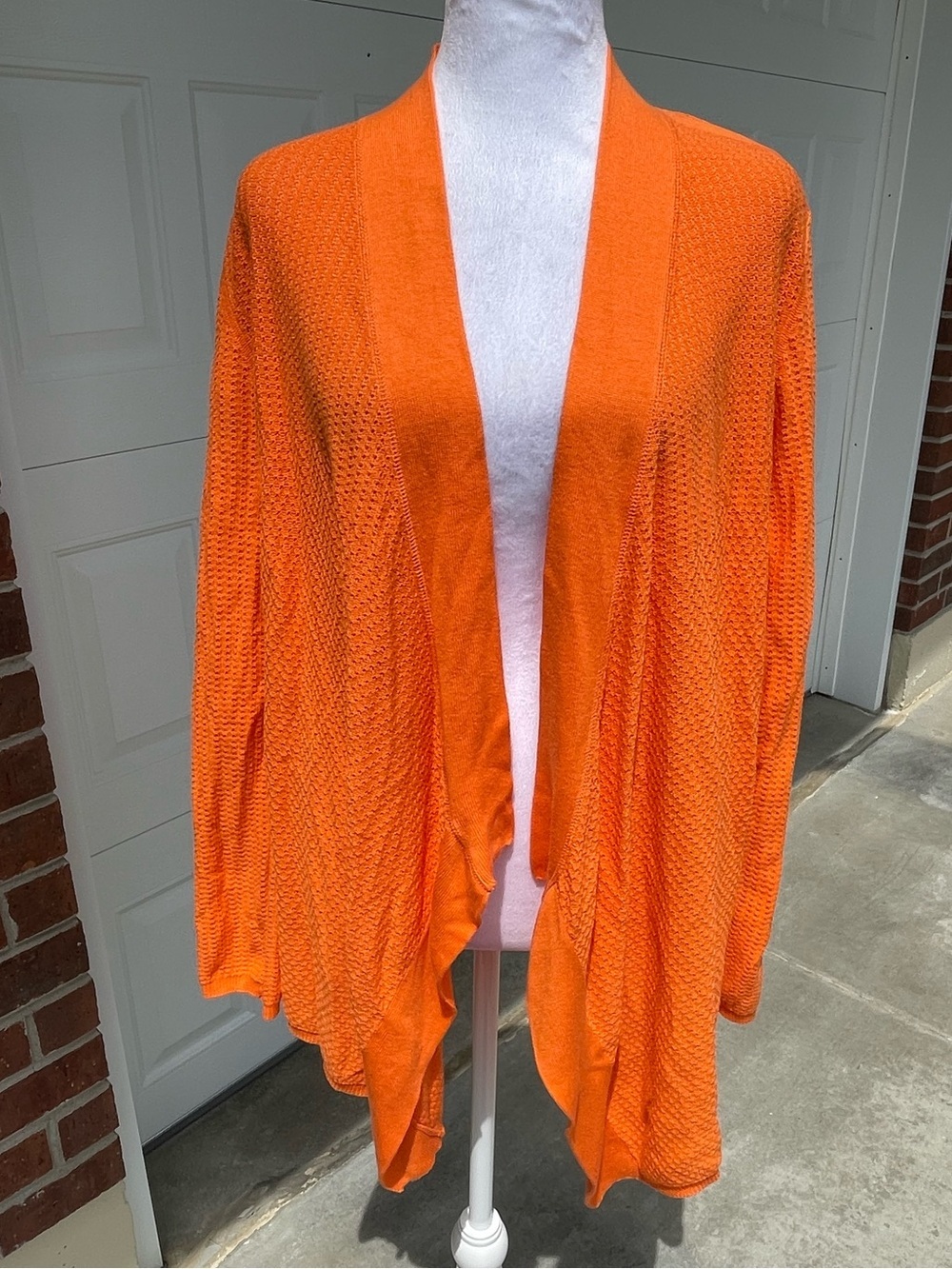 Spanner Women’s Orange Knit Lagenlook Open Front Beach Cardigan Large Retail $99